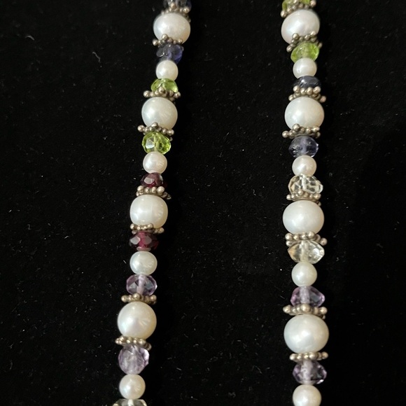 Genuine Freshwater Pearl, Garnet, Peridot, Citrine, Amethyst and SS Necklace - Picture 6 of 7